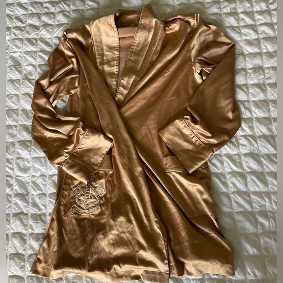 Skims satin tan embroidered robe top - Picture 1 of 6